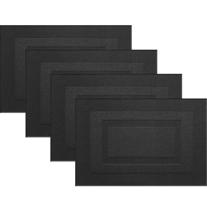 Panda Palm Durable Placemats Set of 4 Vinyl Heat-Resistant Table Mats Washable Plastic Placemats for Dining Table (Black) - Image 1